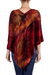 Cotton blend poncho, 'Ruby Tradition' - Hand Loomed Cotton Blend Poncho (image 2e) thumbail