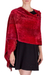 Rayon chenille shawl, 'Ruby Roses' - Finely Hand Loomed Women's Rayon Chenille Wrap (image 2a) thumbail