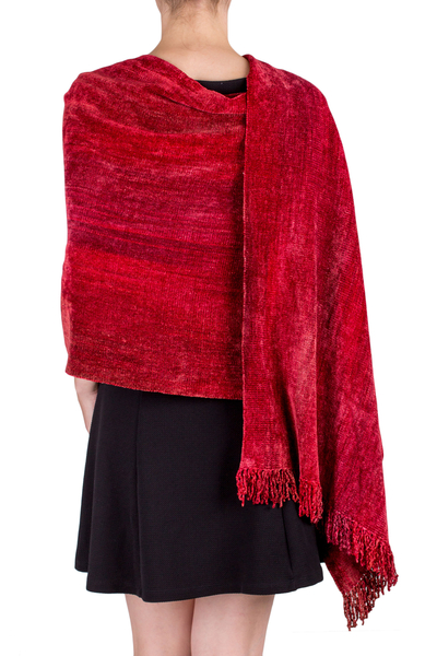 Finely Hand Loomed Women's Rayon Chenille Wrap - Ruby Roses