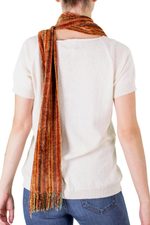 Rayon chenille scarf, 'Heart of the Land' - 100% Rayon from Bamboo Chenille Scarf