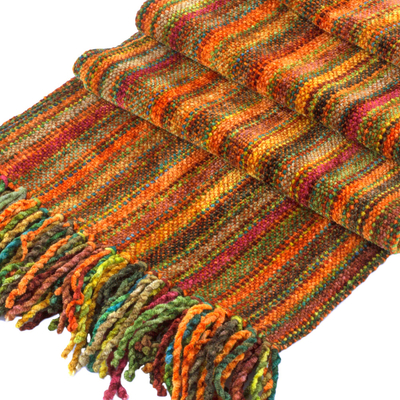 Rayon chenille scarf, 'Heart of the Land' - 100% Rayon from Bamboo Chenille Scarf