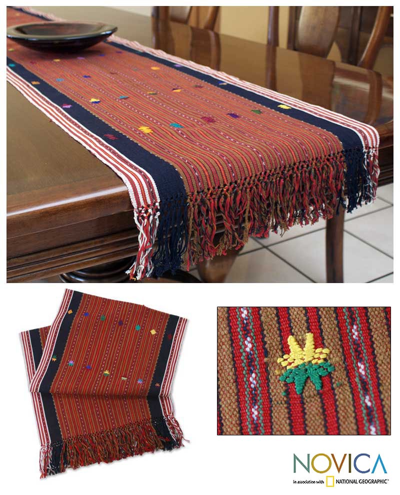 Guatemalan Cotton Table Runner Weaving Guatemala Highlands NOVICA