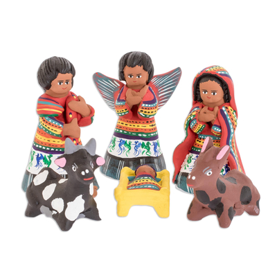 Ceramic nativity scene, 'San Juan Comalapa' (set of 12) - Christianity Ceramic Nativity Scene Sculpture (Set of 12)