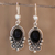 Black spinel dangle earrings, 'Praise Love' - Fair Trade Sterling Silver Spinel Dangle Earrings