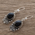 Black spinel dangle earrings, 'Praise Love' - Fair Trade Sterling Silver Spinel Dangle Earrings