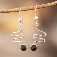 Black spinel dangle earrings, New Love