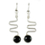 Black spinel dangle earrings, 'New Love' - Modern Sterling Silver Dangle Spinel Earrings (image 2a) thumbail