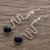 Black spinel dangle earrings, 'New Love' - Modern Sterling Silver Dangle Spinel Earrings (image 2b) thumbail