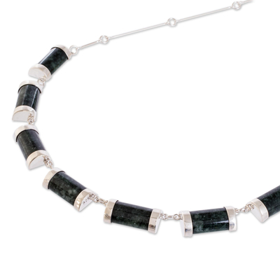 Jade chain necklace, 'Sweet Maya' - Artisan Crafted Good Luck Sterling Silver Jade Necklace