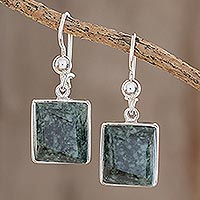 Jade dangle earrings, 'Love Immortal' - Handmade Sterling Silver Dangle Jade Earrings