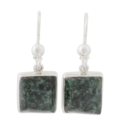 Jade dangle earrings, 'Love Immortal' - Handmade Sterling Silver Dangle Jade Earrings