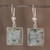 Jade dangle earrings, 'Maya Treasure' - Unique Central American Sterling Silver Dangle Jade Earrings (image 2) thumbail