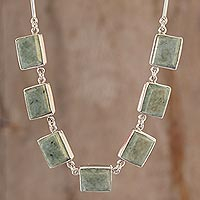 Collar colgante de jade, 'Sabiduría Maya' - Collar de jade colgante de plata de ley de buena suerte
