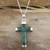 Jade cross necklace, 'Maya Hope' - Handcrafted Sterling Silver Jade Pendant Cross Necklace (image 2) thumbail
