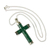 Jade cross necklace, 'Maya Hope' - Handcrafted Sterling Silver Jade Pendant Cross Necklace thumbail