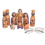 Pinewood nativity scene, 'Angelical' (set of 10) - Hand Crafted Nativity Scene Wood Sculpture (Set of 10)