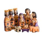 Pinewood nativity scene, 'Angelical' (set of 10) - Hand Crafted Nativity Scene Wood Sculpture (Set of 10)