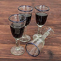 Blown glass wine glasses, 'Bubbly' (set of 4)