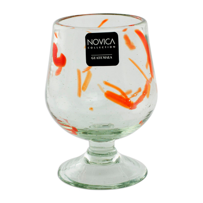 Blown glass goblets, 'Sunset Wind' (set of 4) - Handblown Recycled Glass Cocktail Goblets (Set of 4)