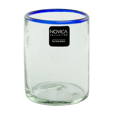 Vasos de jugo de vidrio soplado, 'Blues' (juego de 4) - Vasos de vidrio reciclado soplados a mano (juego de 4)