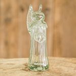 Blown glass figurine, 'Crystal Angel' - Handblown Recycled Glass Figurine Sculpture