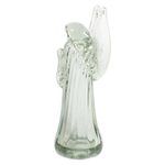 Blown glass figurine, 'Crystal Angel' - Handblown Recycled Glass Figurine Sculpture