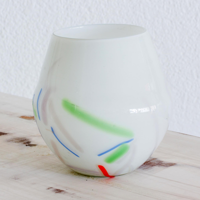 Vase aus geblasenem Glas - Handgeblasene Kunstvase aus recyceltem Glas
