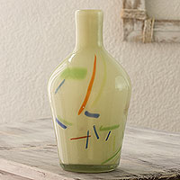 Blown glass vase, 'Carousel' - Unique Handblown Glass Recycled Vase