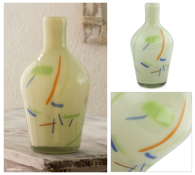 Blown glass vase, 'Carousel' - Unique Handblown Glass Recycled Vase