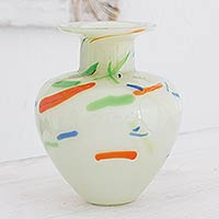 Blown glass vase, 'Precious' - Handblown Art Glass Recycled Vase