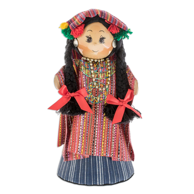Pinewood and cotton display doll, 'Solola Lady' - Pinewood and cotton display doll