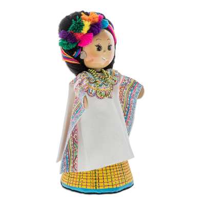 Pinewood and cotton display doll, 'San Cristobal Totonicapan' - Pinewood and cotton display doll