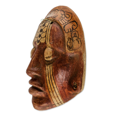 Ceramic mask, 'Maya Nobleman' - Hand Painted Ceramic Wall Mask