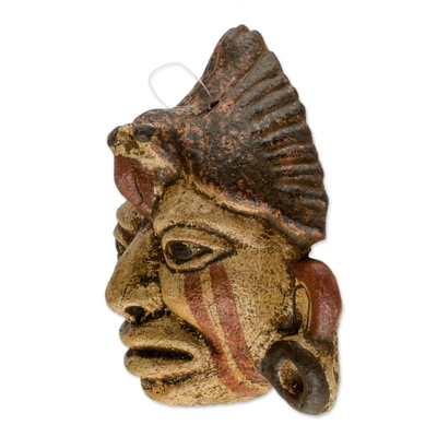 Ceramic mask, 'Maya Priest' - Central American Ceramic Wall Mask 