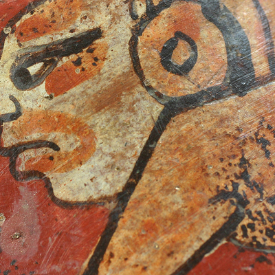Vaso de cerámica, 'Divinidad Maya - Centro de mesa de cerámica arqueológica de América Central