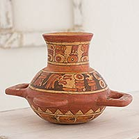 Jarrón de cerámica, 'Grandeza Maya' - Jarrón Decorativo de Cerámica Hecho a Mano desde Centroamérica