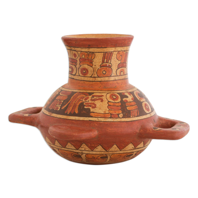Ceramic vase, 'Maya Greatness' - Handmade Ceramic Decorative Vase from Central America