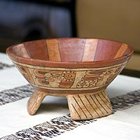 Ceramic centerpiece, 'Sacred Maya' - Handmade Ceramic Decorative Bowl Centerpiece