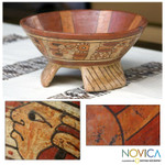 Ceramic centerpiece, 'Sacred Maya' - Handmade Ceramic Decorative Bowl Centerpiece