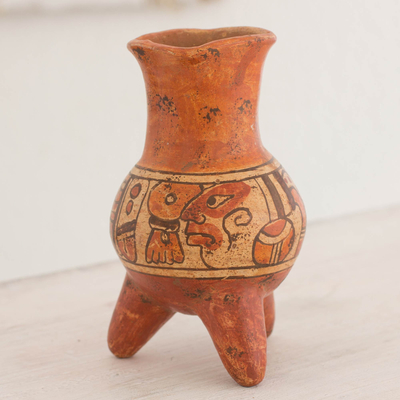 Ceramic vase, 'Maya Life' - Unique Decorative Guatemalan Ceramic Vase
