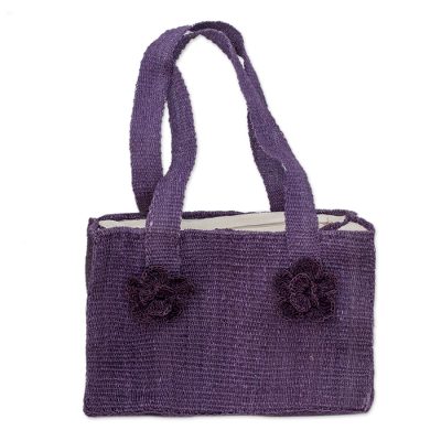 Maguey shoulder bag, 'Purple Maya Rose' - Maguey shoulder bag