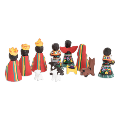 Unique Nativity Scene Ceramic Sculpture (Set of 12) - Totonicapan | NOVICA