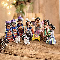 Ceramic nativity scene, 'Chichicastenango' (set of 12)