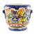 Ceramic flower pot, 'Blue Garden' - Ceramic flower pot