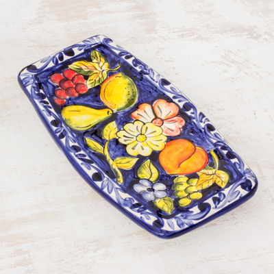 Ceramic serving platter, 'Abundance' - Ceramic serving plate
