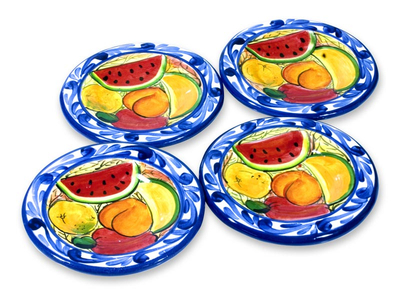 Ceramic dessert plates, 'Harvest' (set of 4) - Handmade Ceramic Dessert Plates (Set of 4)