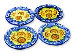 Ceramic dessert plates, 'Sunflowers' (set of 4) - Ceramic dessert plates (Set of 4)