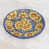 Ceramic serving plate,'Sunflowers'