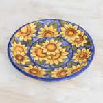 Ceramic serving plate, 'Sunflowers' - Ceramic serving plate