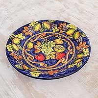 Ceramic serving plate, 'Celestial Fruit' - Ceramic serving plate